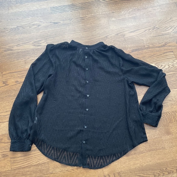 FREE PEOPLE sheer chevron top Large Nordstrom shirt button back - Picture 2 of 6